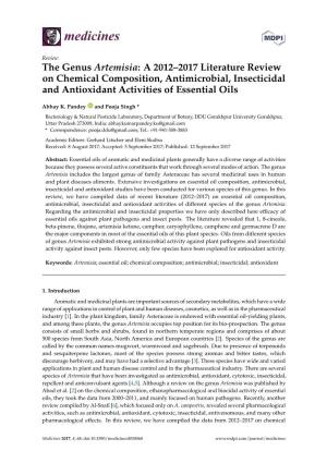 The Genus Artemisia: a 2012–2017 Literature Review on Chemical Composition, Antimicrobial, Insecticidal and Antioxidant Activities of Essential Oils