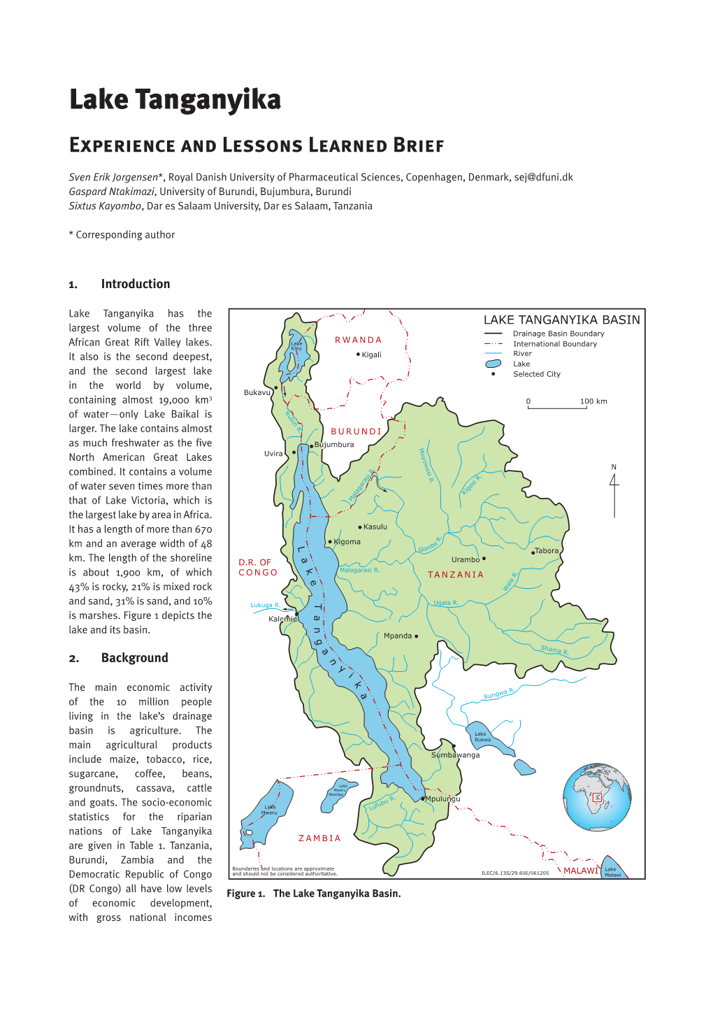 Lake Tanganyika Experience and Lessons Learned Brief