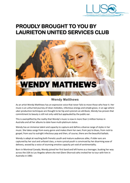 Proudly Brought to You by Laurieton United Services Club