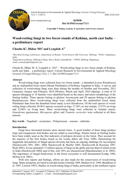 Wood-Rotting Fungi in Two Forest Stands of Kohima, North East India – a Preliminary Report