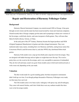 Repair of Harmony Folksinger Guitar