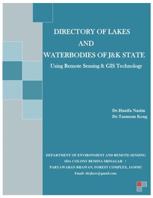 Directory of Lakes and Waterbodies of J&K State Using Remote Sensing