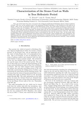 Characterization of the Stones Used on Walls in Teos Hellenistic Period Y