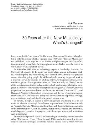 30 Years After the New Museology: What's Changed?