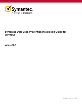 Symantec Data Loss Prevention Installation Guide for Windows