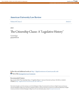 The Citizenship Clause: a ―Legislative History‖