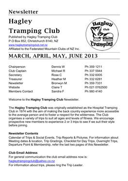 Newsletter Hagley Tramping Club