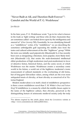 Camelot and the World of PG Wodehouse