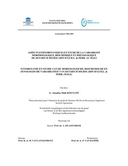 Aspects Ethnobotaniques Et Etude De La Variabilite Morphologique, Biochimique Et Phenologique De Detarium Microcarpum Guill