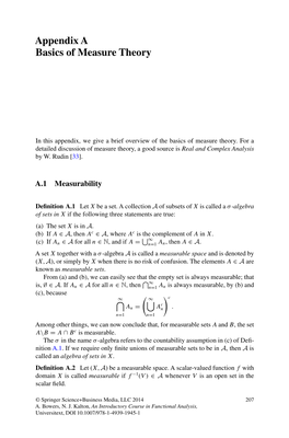 Appendix a Basics of Measure Theory