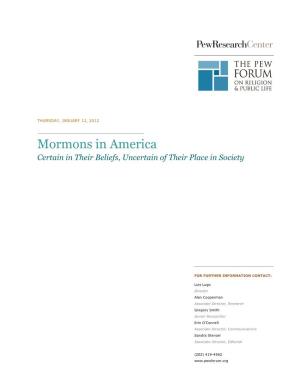 Mormons in America Certain in Their Beliefs, Uncertain of Their Place in Society