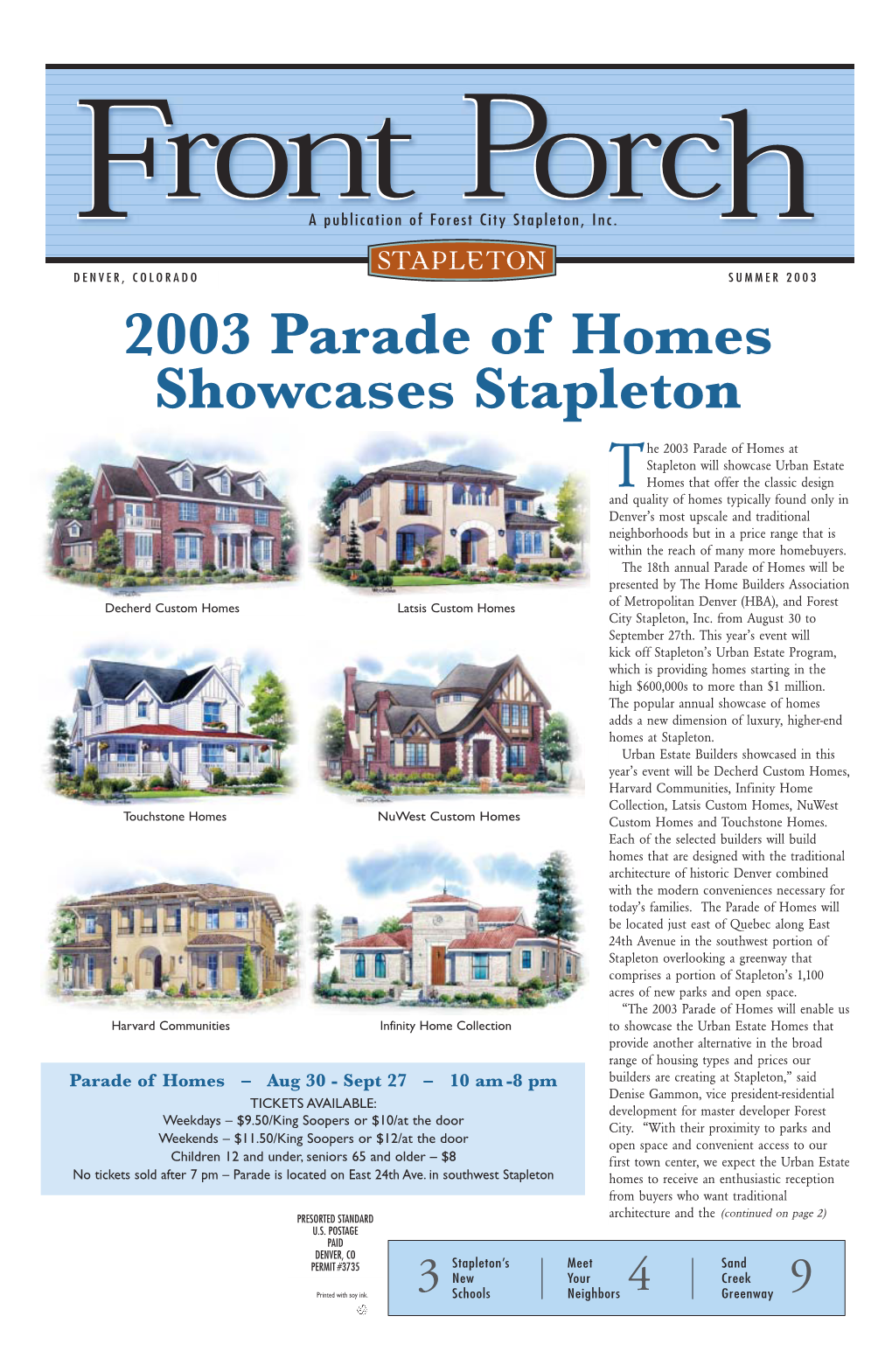 2003 Parade of Homes Showcases Stapleton