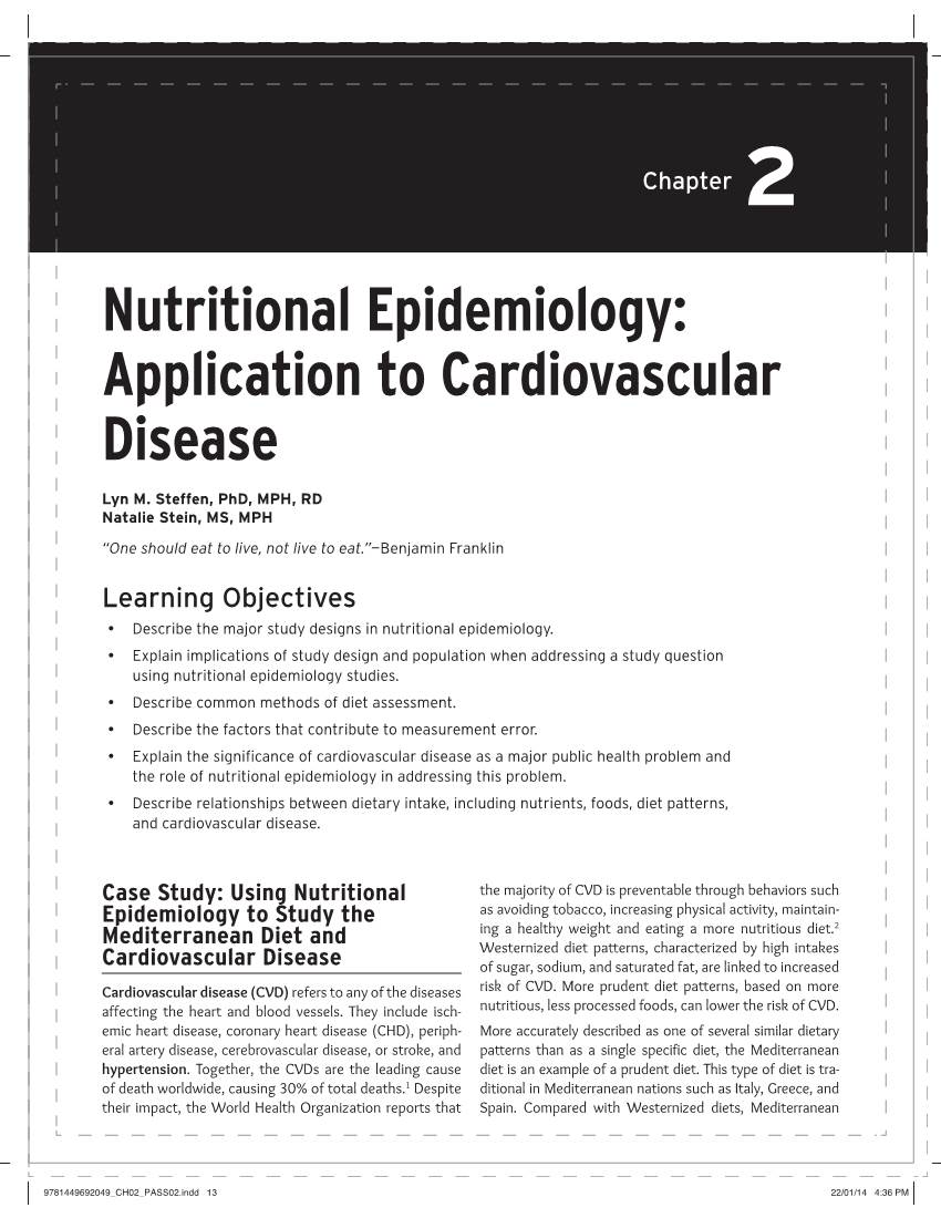 Nutritional Epidemiology: Application to Cardiovascular Disease
