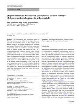 Organic Solutes in Rubrobacter Xylanophilus: the First Example of Di