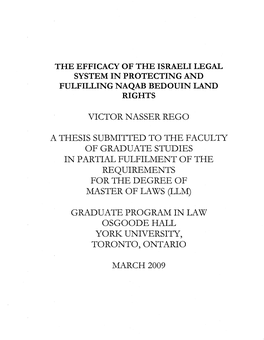 The Efficacy of the Israeli Legal System in Protecting and Fulfilling Naqab Bedouin Land Rights