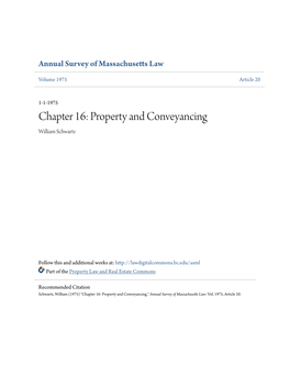 Chapter 16: Property and Conveyancing William Schwartz