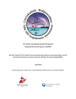 The Atlantic Aboriginal Economic Development Integrated Research Program, AAEDIRP How the Unama'ki First Nations Lever Govern
