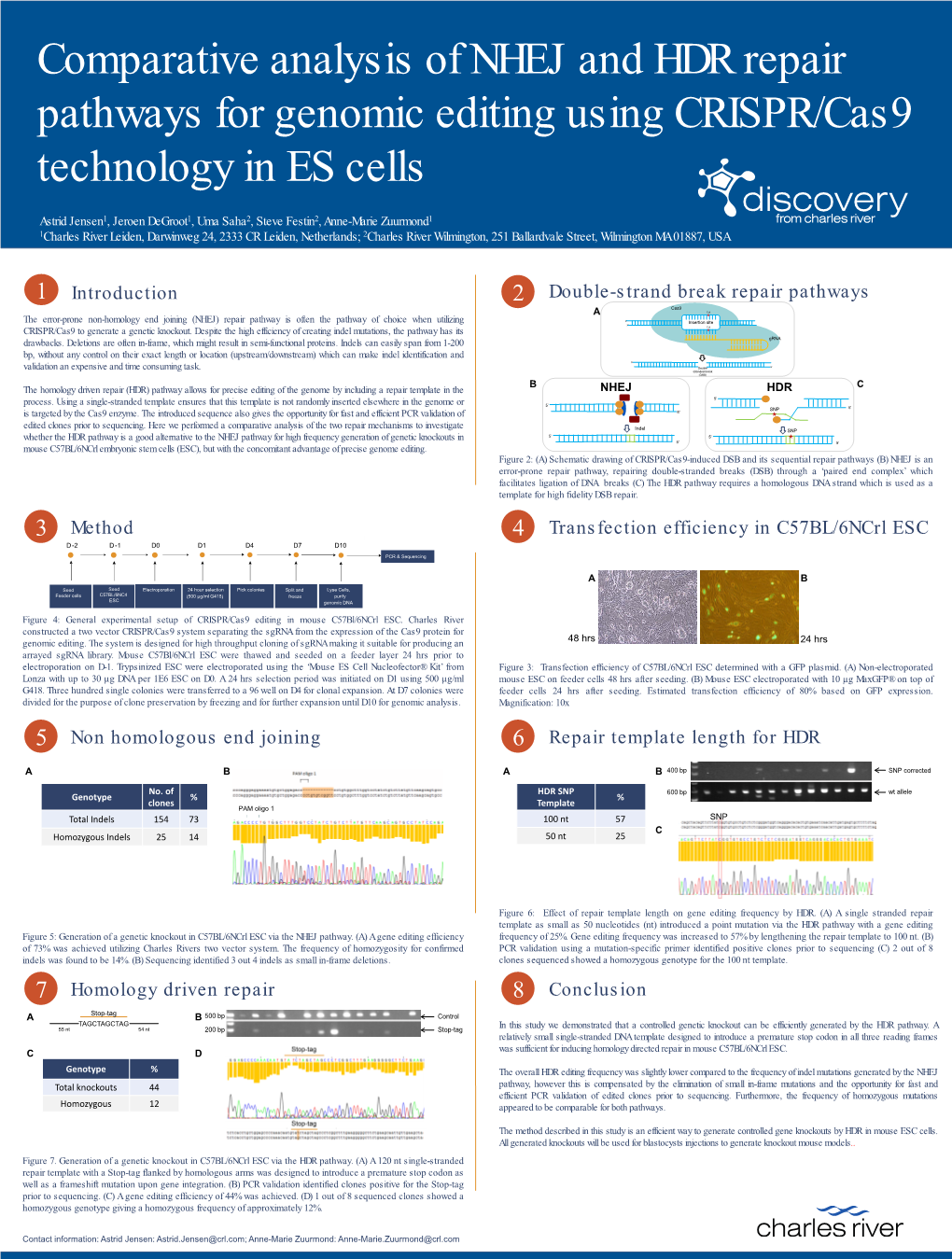 Comparative Analysis of NHEJ and HDR Repair Pathways for Genomic Editing Using CRISPR/Cas9 Technology in ES Cells