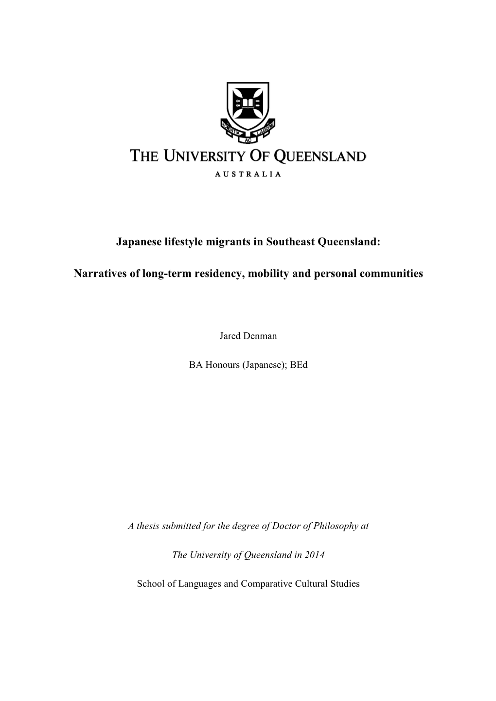 Japanese Lifestyle Migrants in Southeast Queensland