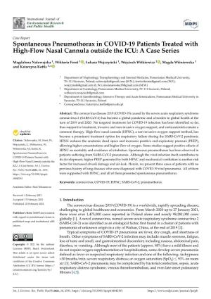 Spontaneous Pneumothorax in COVID-19 Patients Treated with High-Flow Nasal Cannula Outside the ICU: a Case Series