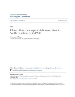 Clear-Cutting Eden: Representations of Nature in Southern Fiction, 1930-1950 Christopher B