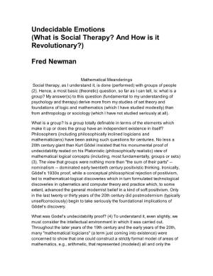 Undecidable Emotions (What Is Social Therapy? and How Is It Revolutionary?)