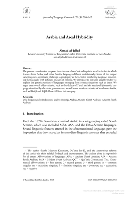 Arabia and Areal Hybridity