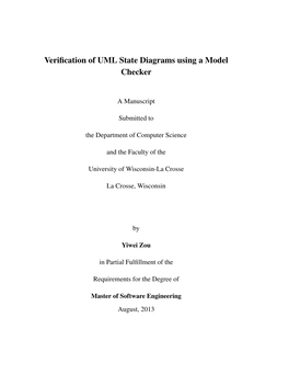 Verification of UML State Diagrams Using a Model Checker