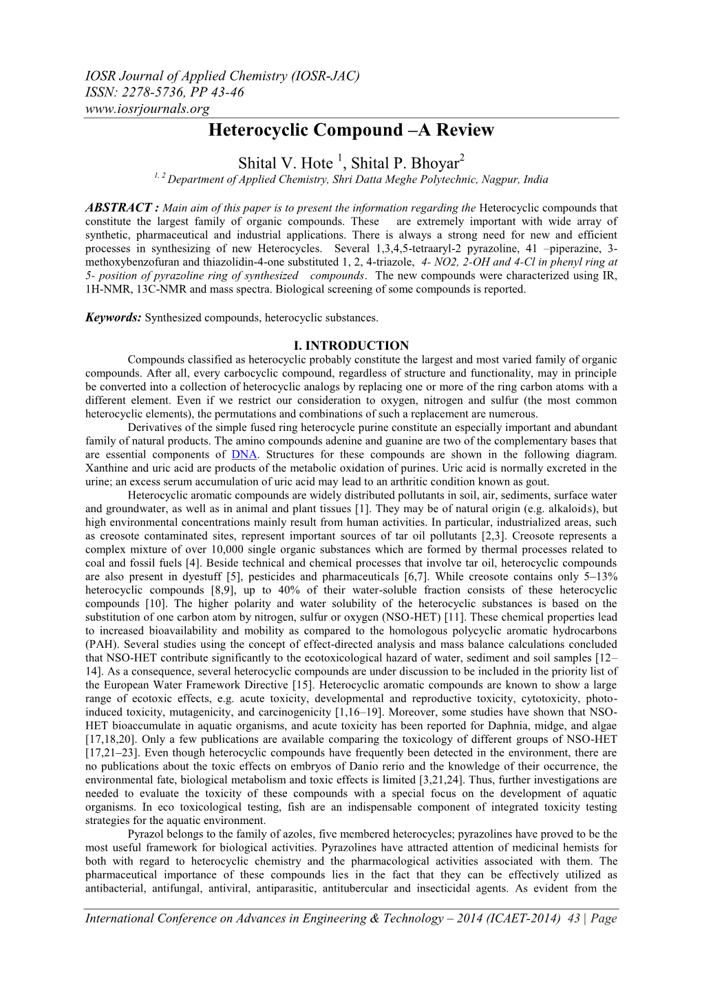 Heterocyclic Compound –A Review