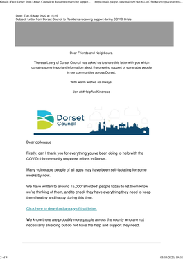 Gmail - Fwd: Letter from Dorset Council to Residents Receiving Suppor