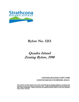 Quadra Island Zoning Bylaw, 1990” List of Amendments