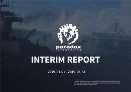Interim Report, 2019-01-01 - 2019-03-31