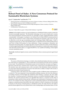 Robust Proof of Stake: a New Consensus Protocol for Sustainable Blockchain Systems