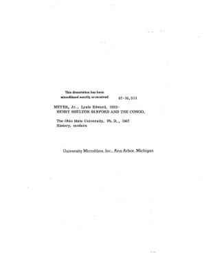 University Microfilms, Inc., Ann Arbor, Michigan HENRY SHELTON SANFORD