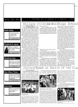 Juniors Triumph at Battle of the Clas Hillary Clinton Visits Village School