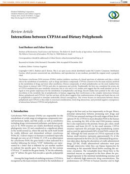 Review Article Interactions Between CYP3A4 and Dietary Polyphenols