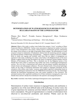Original Scientific Paper DETERMINATION of WATER