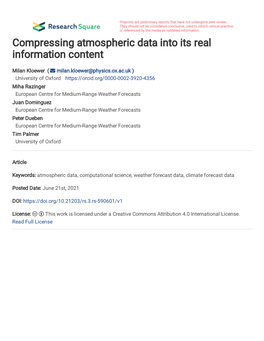 Compressing Atmospheric Data Into Its Real Information Content