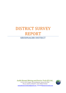 District Survey Report of Krishnagiri District