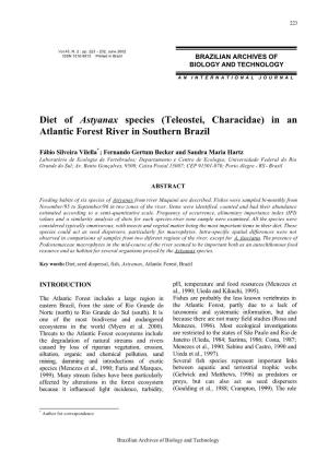 Diet of Astyanax Species (Teleostei, Characidae) in an Atlantic Forest River in Southern Brazil