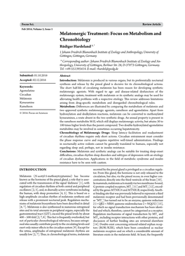 Focus on Metabolism and Chronobiology