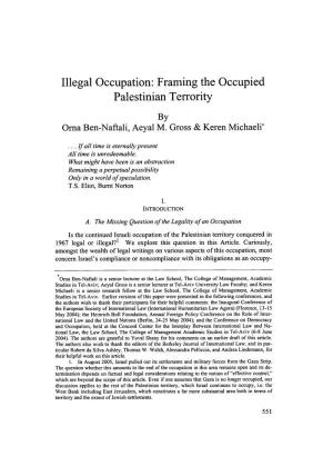 Illegal Occupation: Framing the Occupied Palestinian Terrority