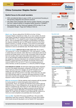 China Consumer Staples Sector