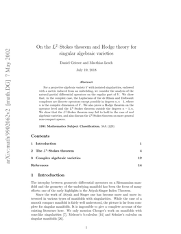 On the L2–Stokes Theorem and Hodge Theory for Singular Algebraic Varieties