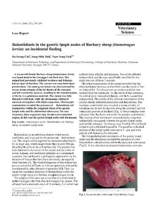 Balantidiasis in the Gastric Lymph Nodes of Barbary Sheep (Ammotragus Lervia): an Incidental Finding