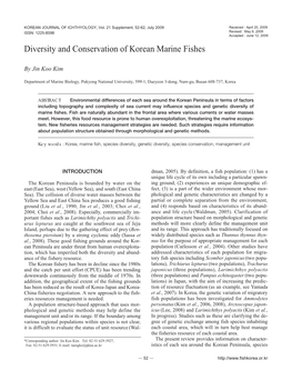 Diversity and Conservation of Korean Marine Fishes