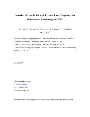 Detection of Lead in Soil with Excimer Laser Fragmentation Fluorescence Spectroscopy (ELFFS)