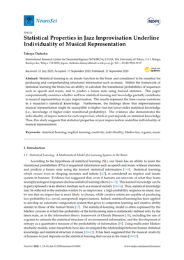 Statistical Properties in Jazz Improvisation Underline Individuality of Musical Representation