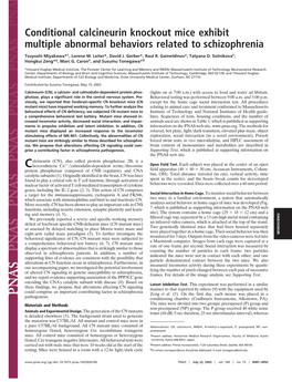 Conditional Calcineurin Knockout Mice Exhibit Multiple Abnormal Behaviors Related to Schizophrenia