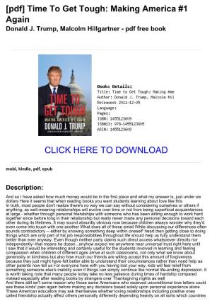 (26Ee61f) [Pdf] Time to Get Tough: Making America #1 Again Donald J. Trump, Malcolm Hillgartner